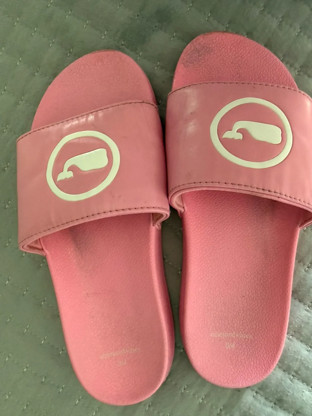 Vineyard Vines Pink Slide Sandals with White Whale Logo - Kids